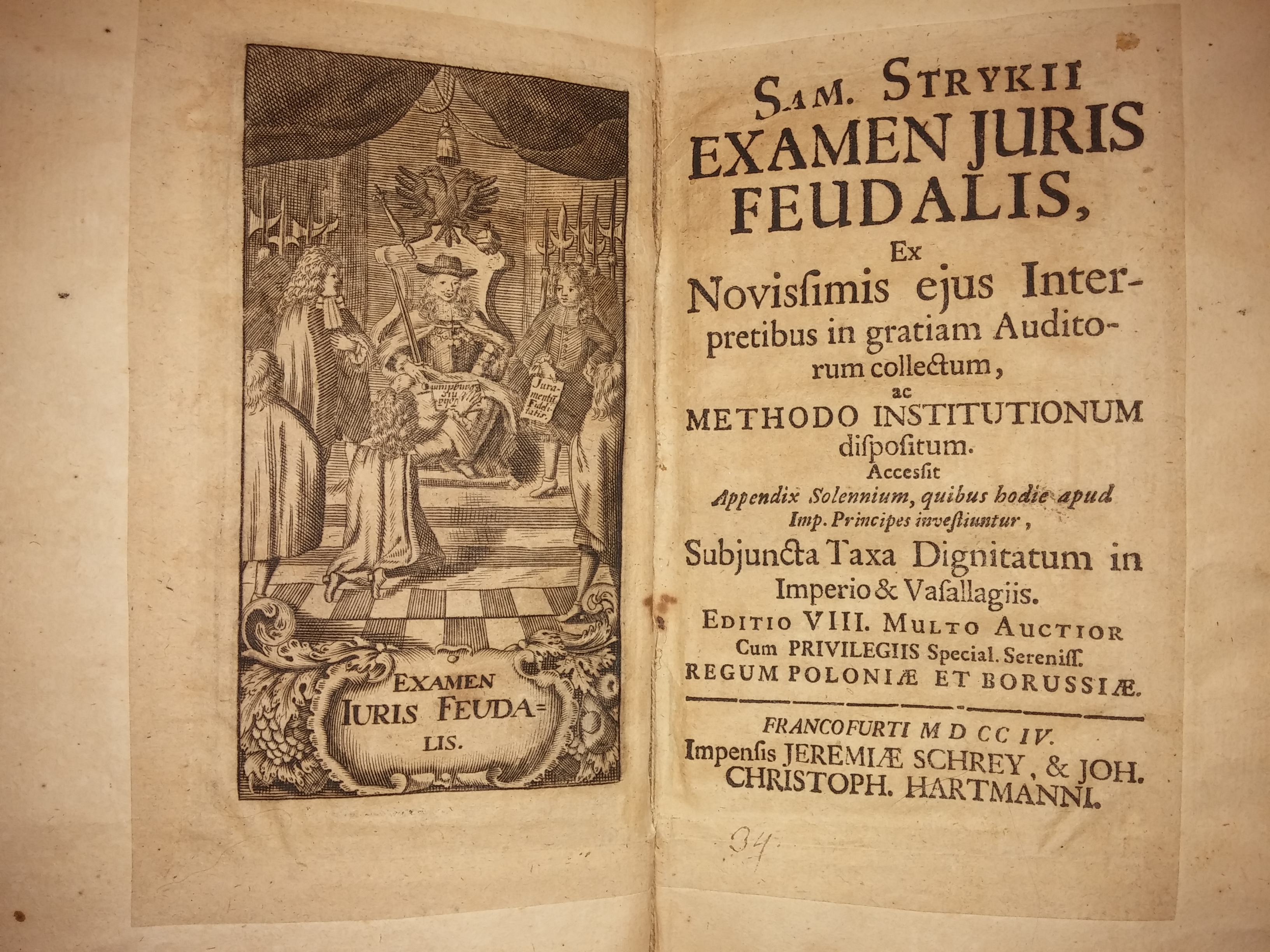 Sam. Strykii Examen juris feudalis, ex novissimis ejus interpretibus in gratiam auditorum collectum, ac methodo institutionum dispositum. Accessit appendix solennium ... Subjuncta taxa dignitatum in imperio & vasallagiis